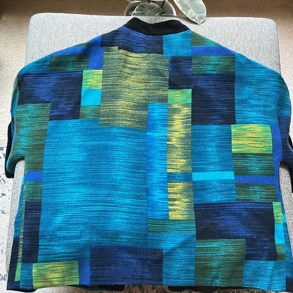 Vintage Corduroy Cardigan Jacket with Blue and Green shades and Pockets - Picture 11 of 17